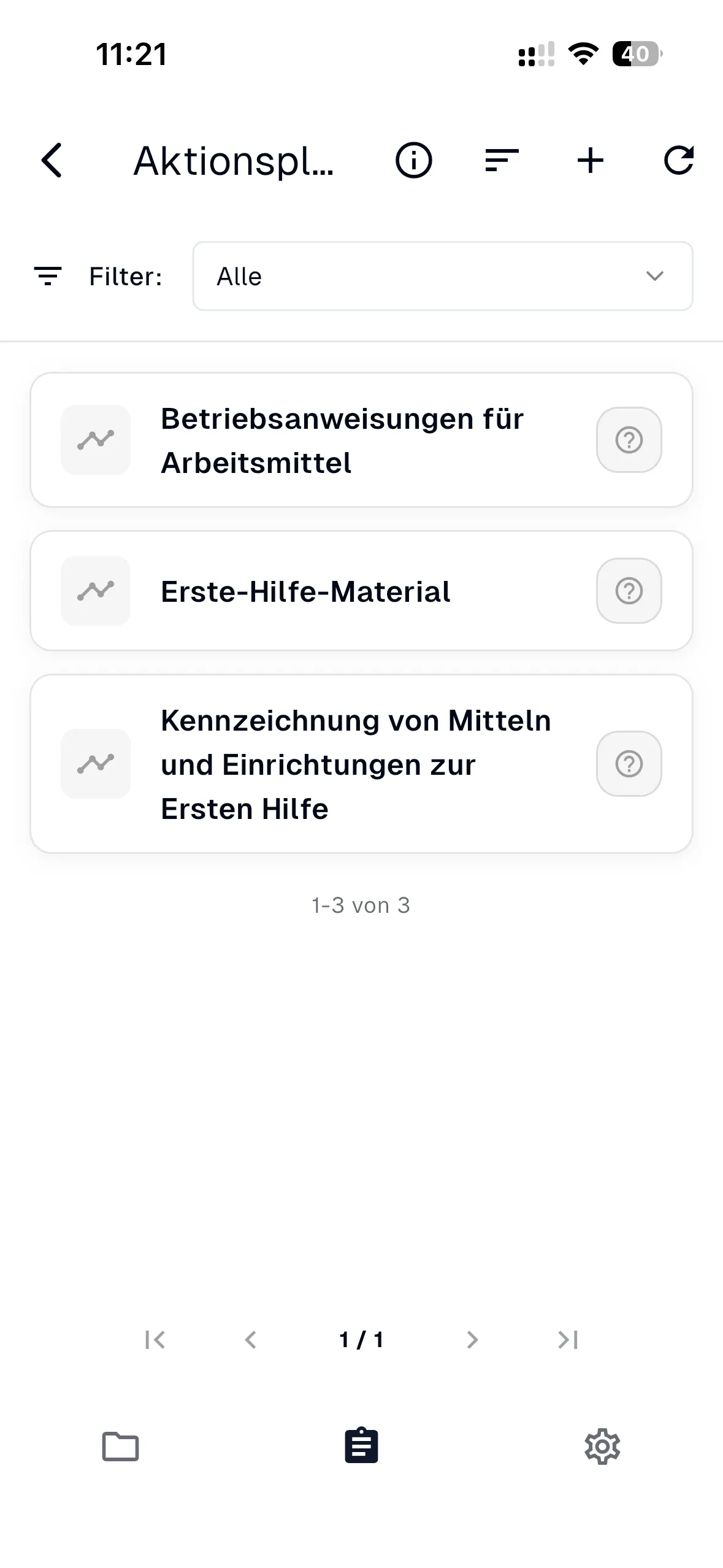 Aktionsplan Übersicht
