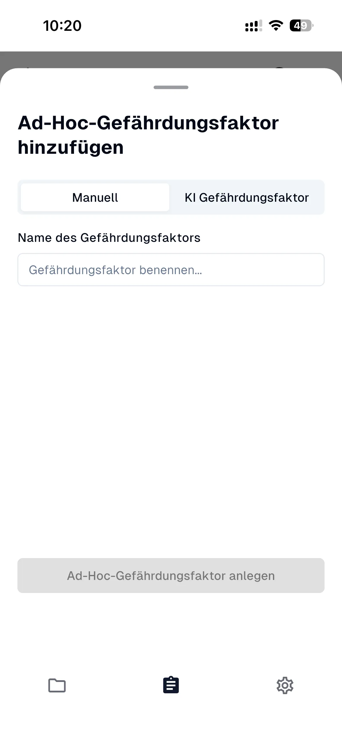 Ad-Hoc Gefährdungsfaktor manuell