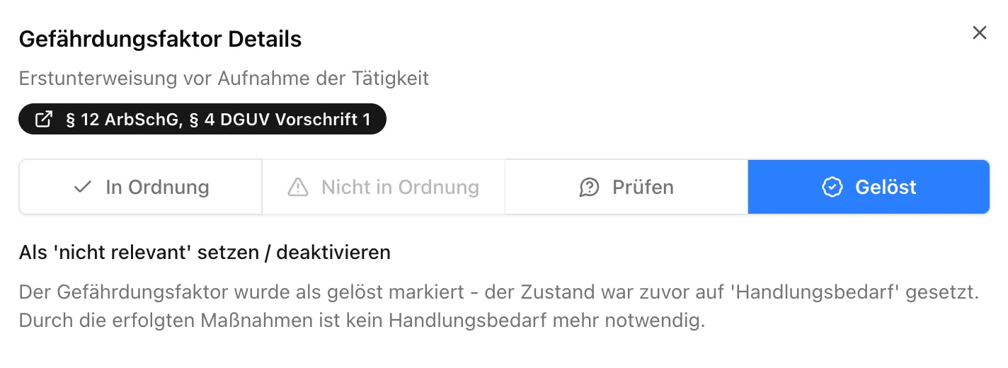Gefährdungsfaktor bewerten Details