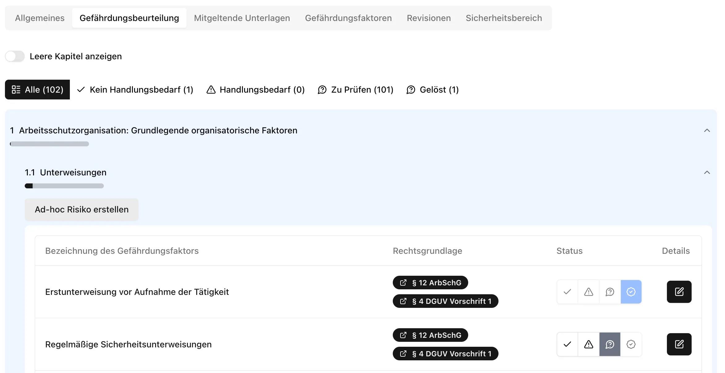 Protokoll Gefährdungsfaktor