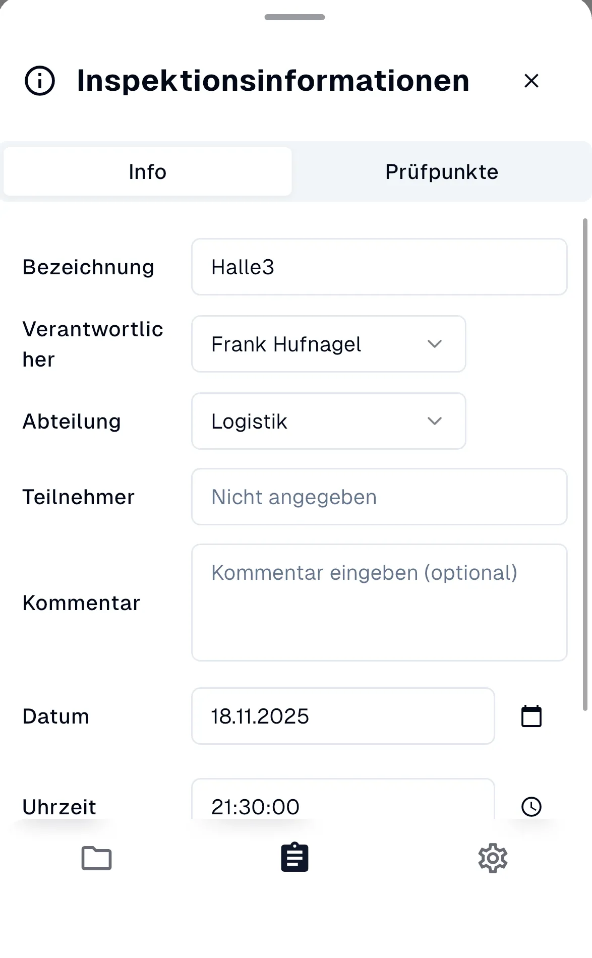 Begehungsinformationen bearbeiten
