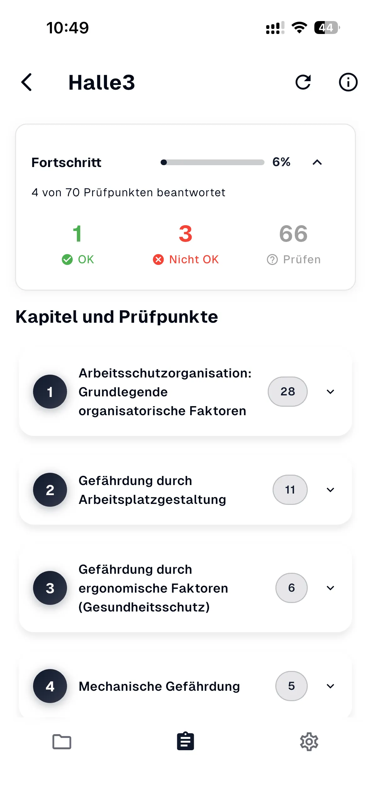 Fortschritt und Prüfpunkte