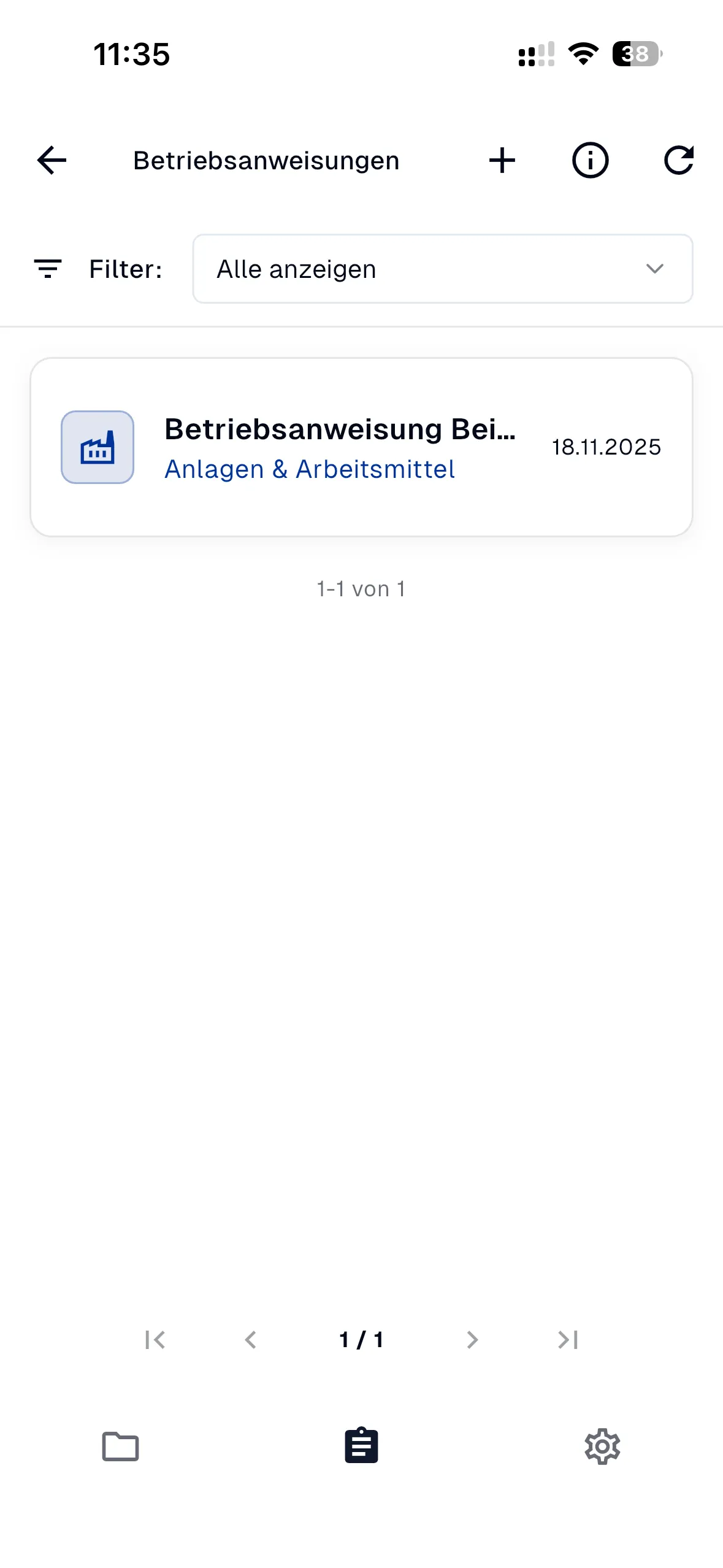 Übersicht Betriebsanweisungen