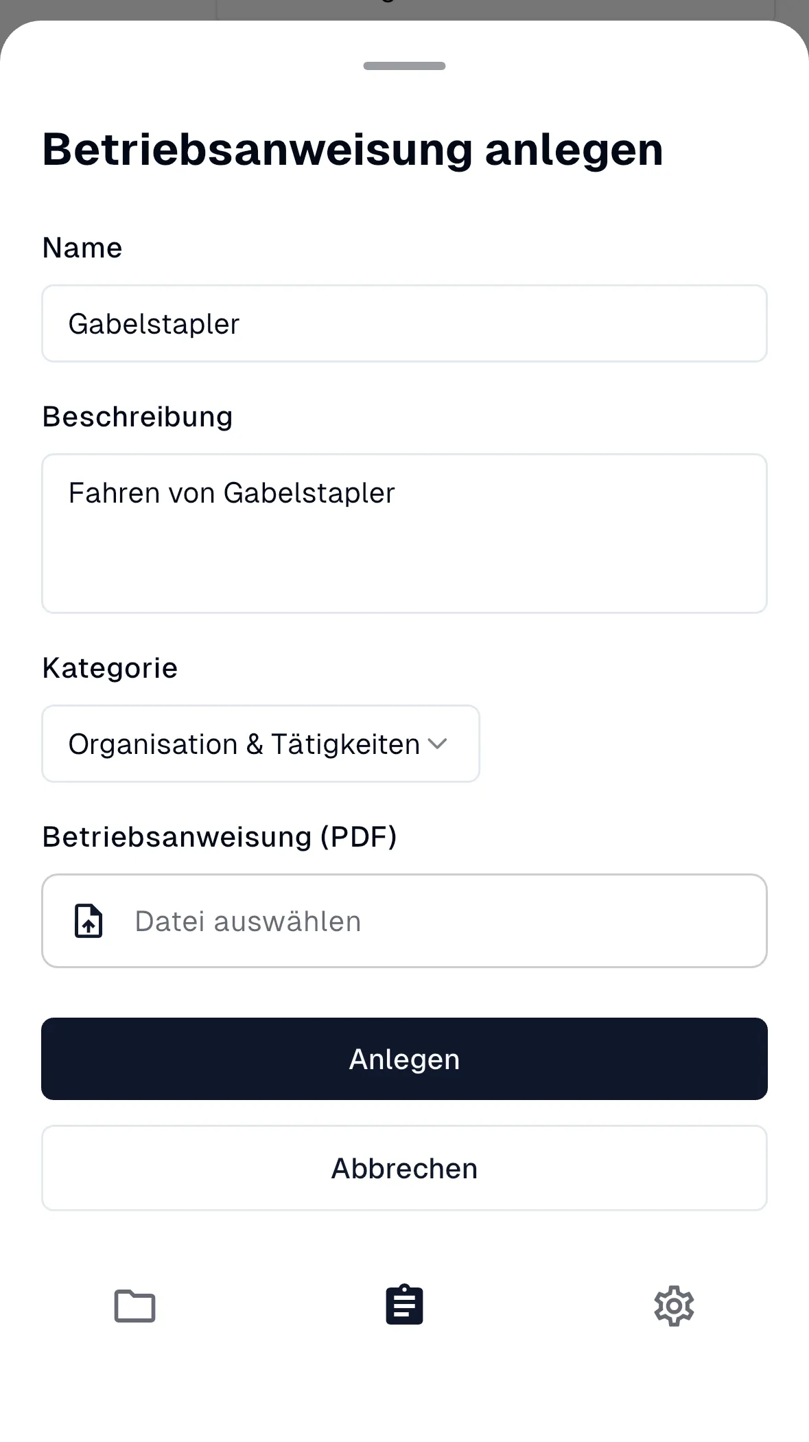 Neue Betriebsanweisung