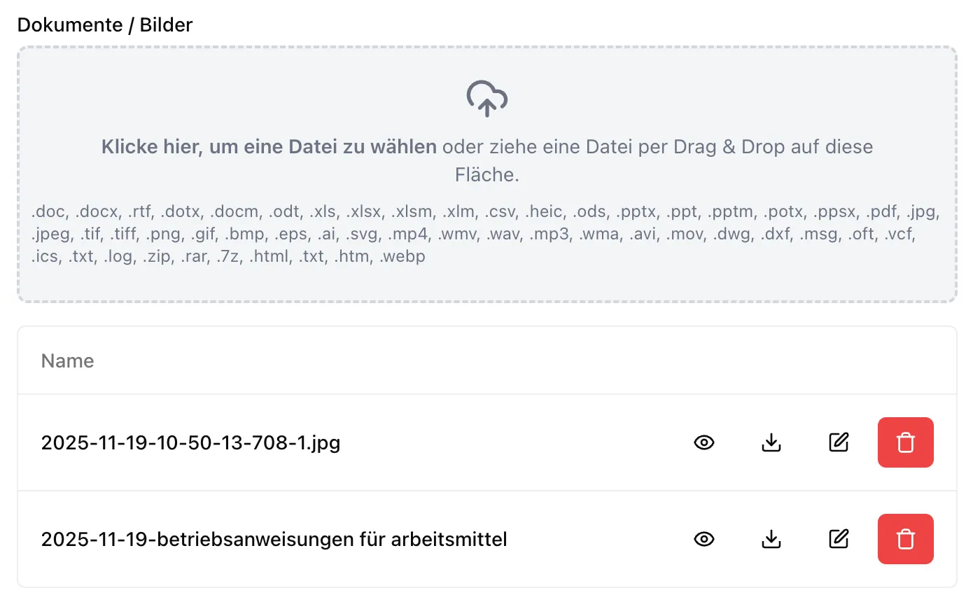 Mangel dokumentieren