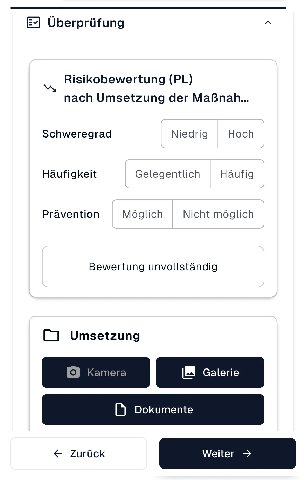 Überprüfung nach Umsetzung