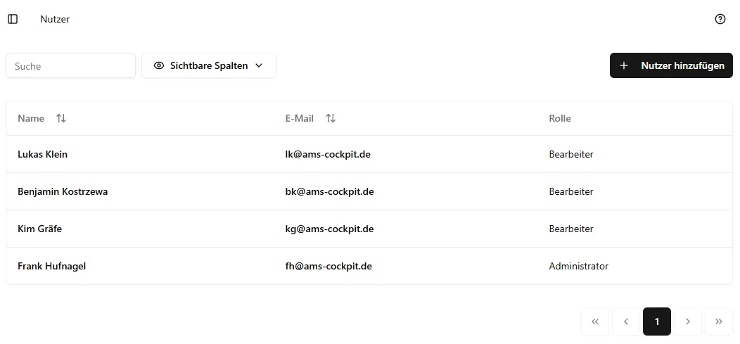Nutzerverwaltung Übersicht