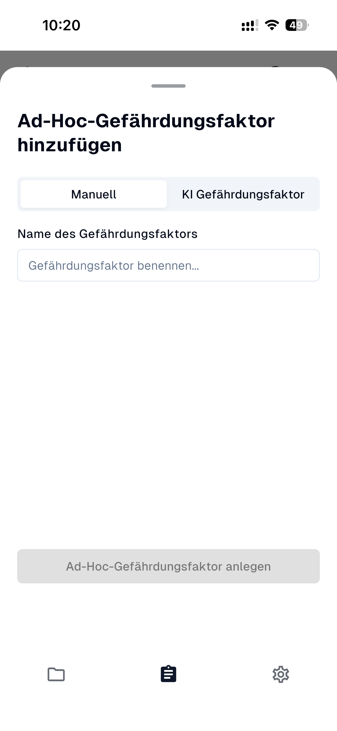 Ad-Hoc Gefährdungsfaktor manuell