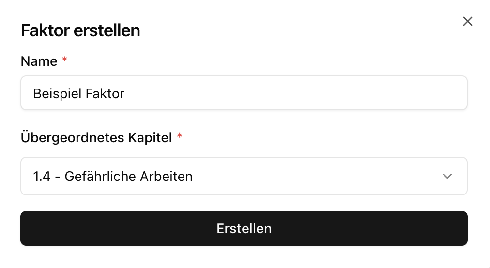 Faktor anlegen Dialog
