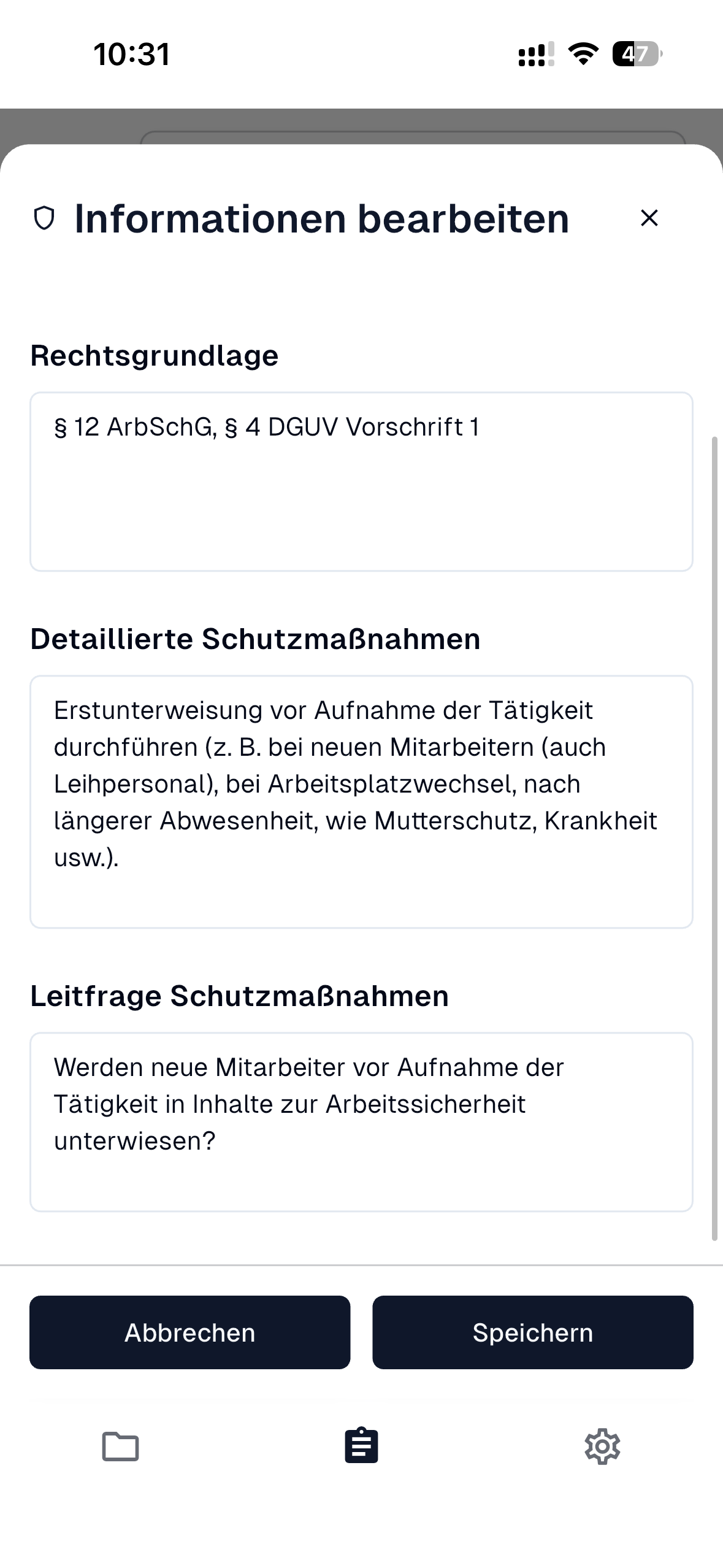 Informationen bearbeiten