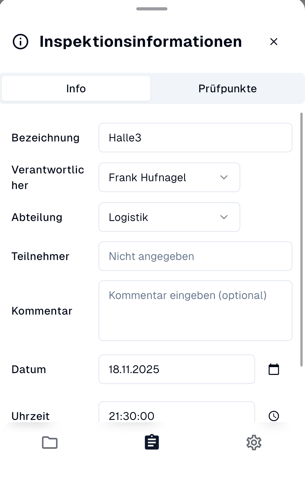 Begehungsinformationen bearbeiten