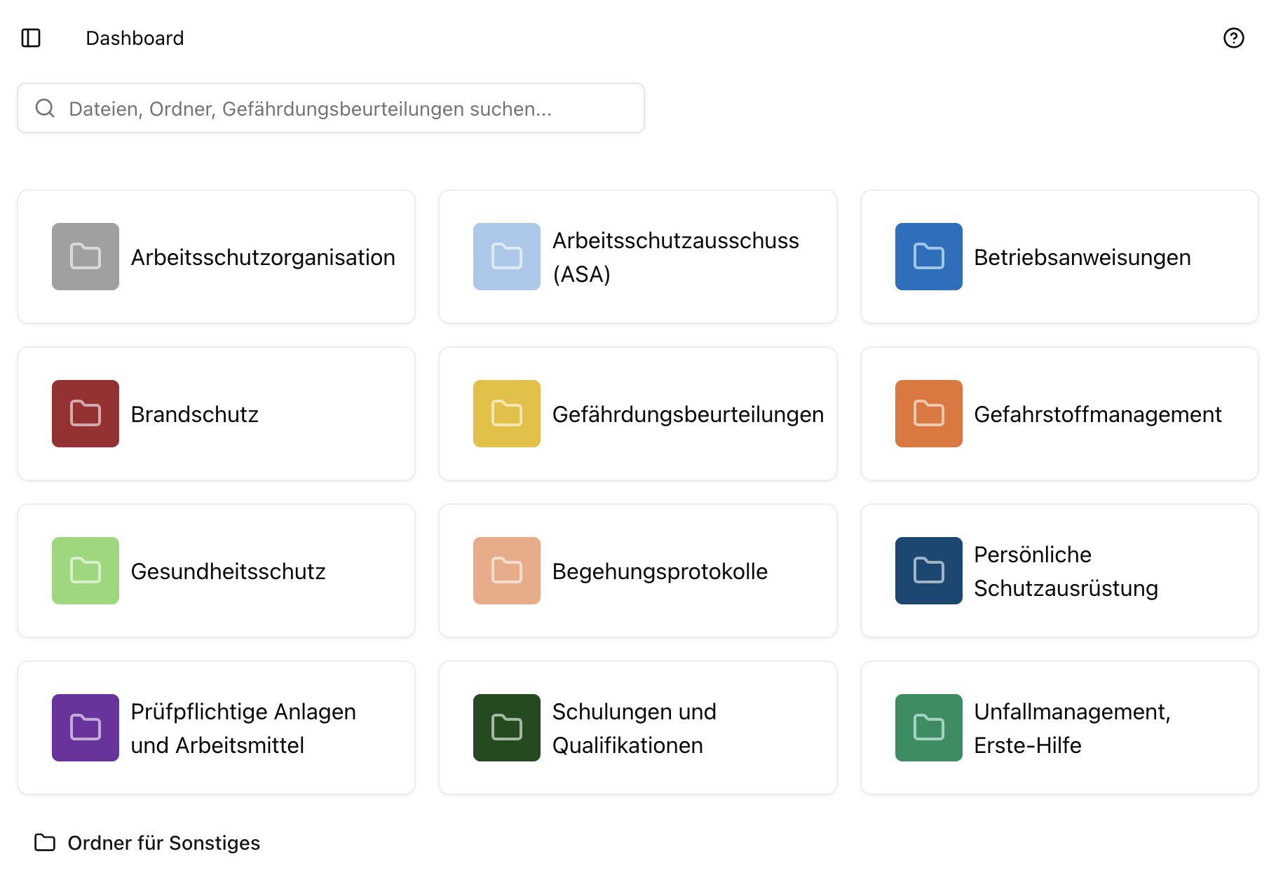 Ordner auf Dashboard