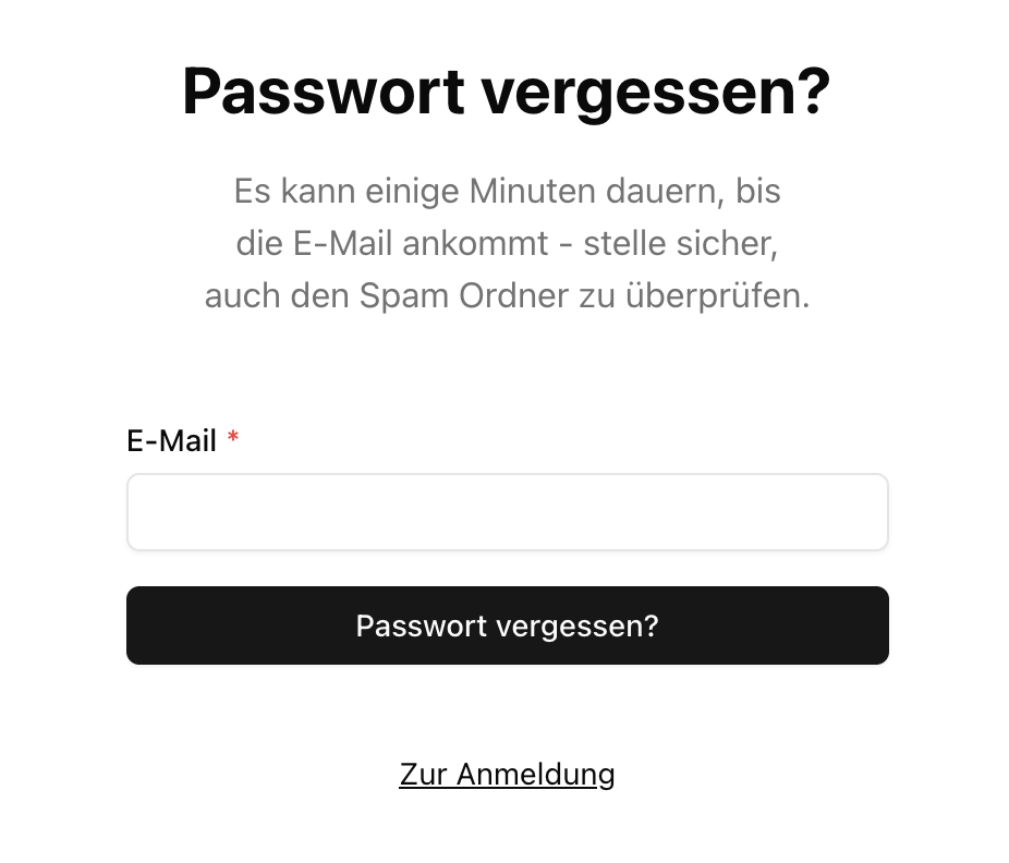Passwort Vergessen Seite