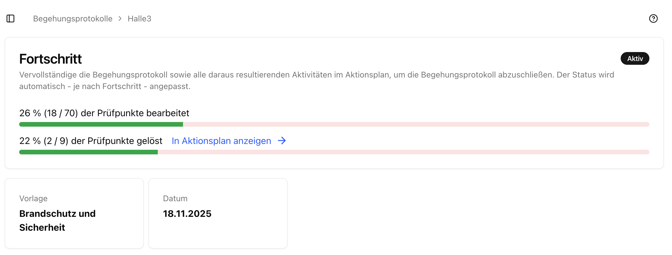 Detailseite Begehungsprotkoll