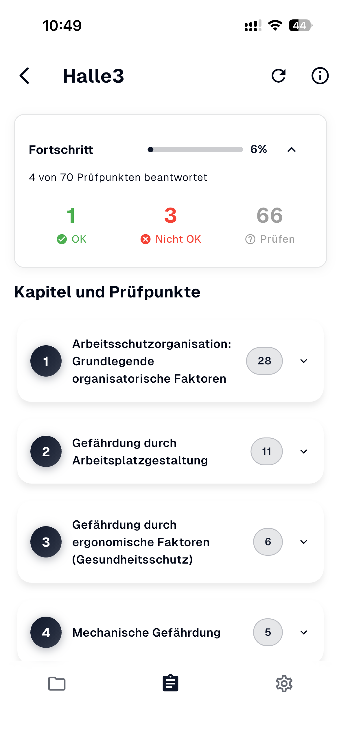 Fortschritt und Prüfpunkte