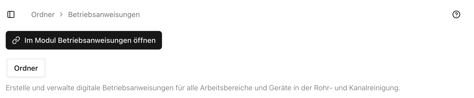 Schnellnavigation Betriebsanweisungen