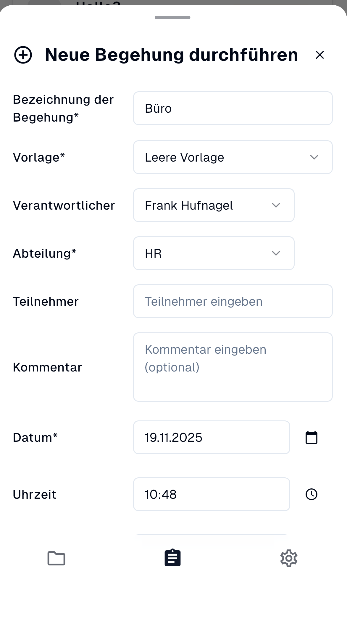 Neues Begehungsprotokoll