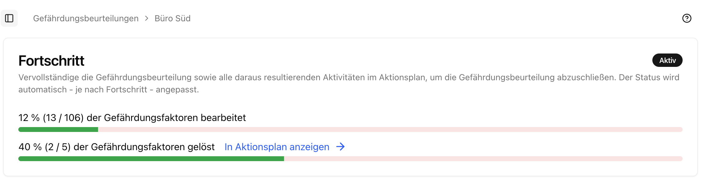 Detailseite Gefährdungsbeurteilung