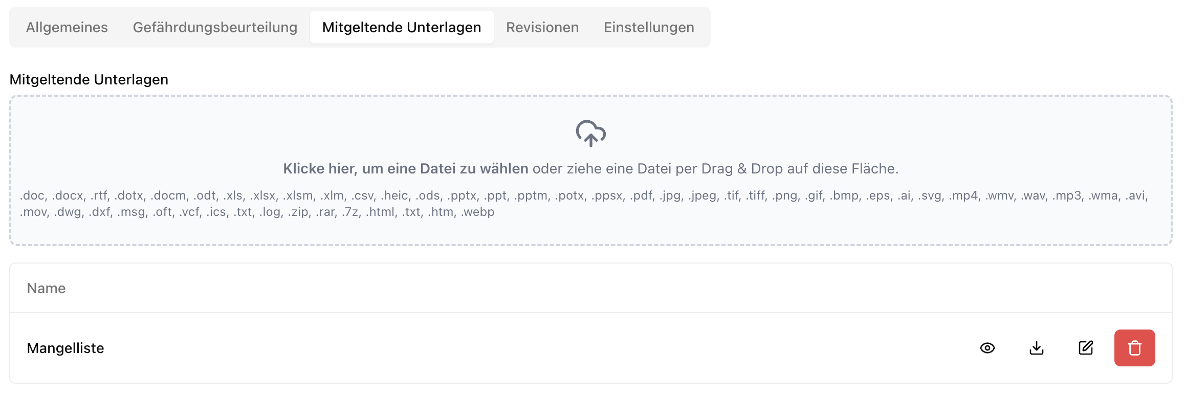 Mitgeltende Unterlagen