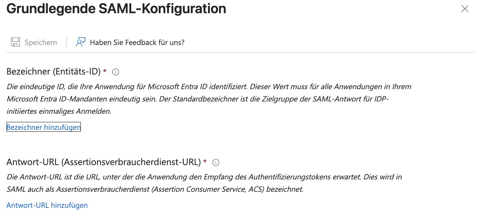 SAML Daten aus AMS Cockpit in Entra hinterlegen