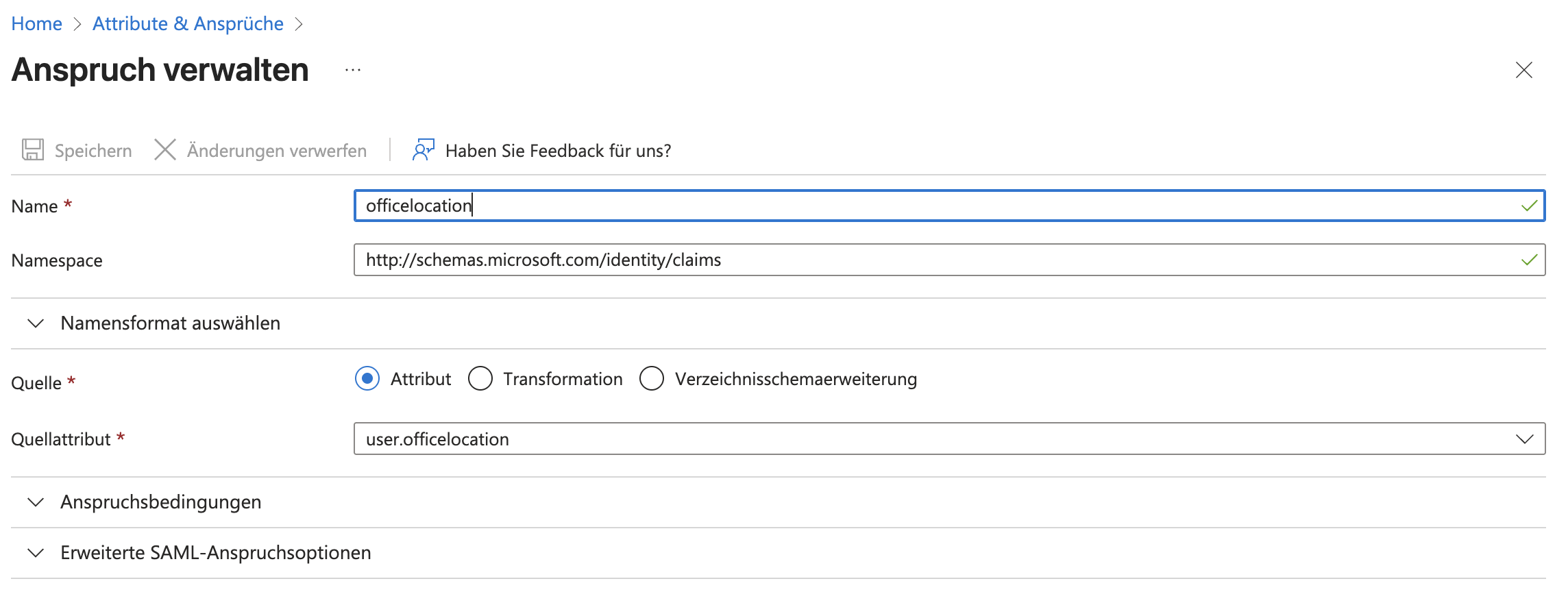 Attribute und Ansprüche: Abteilung