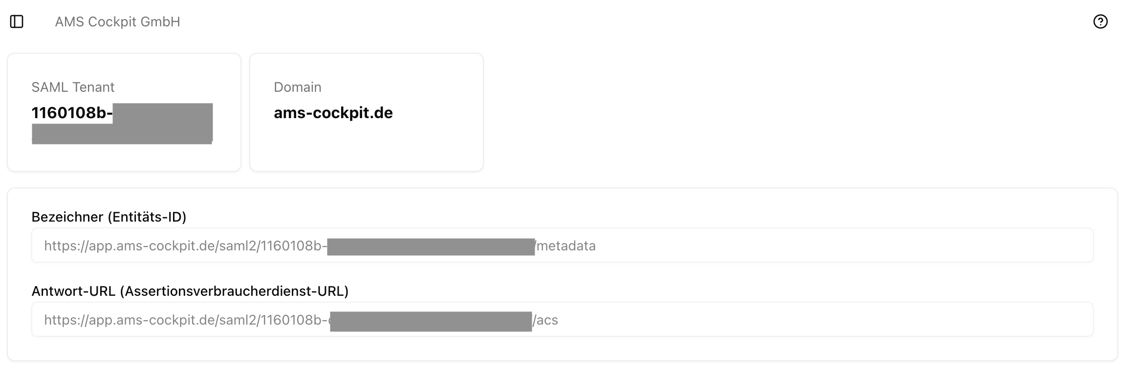 SAML Daten AMS Cockpit