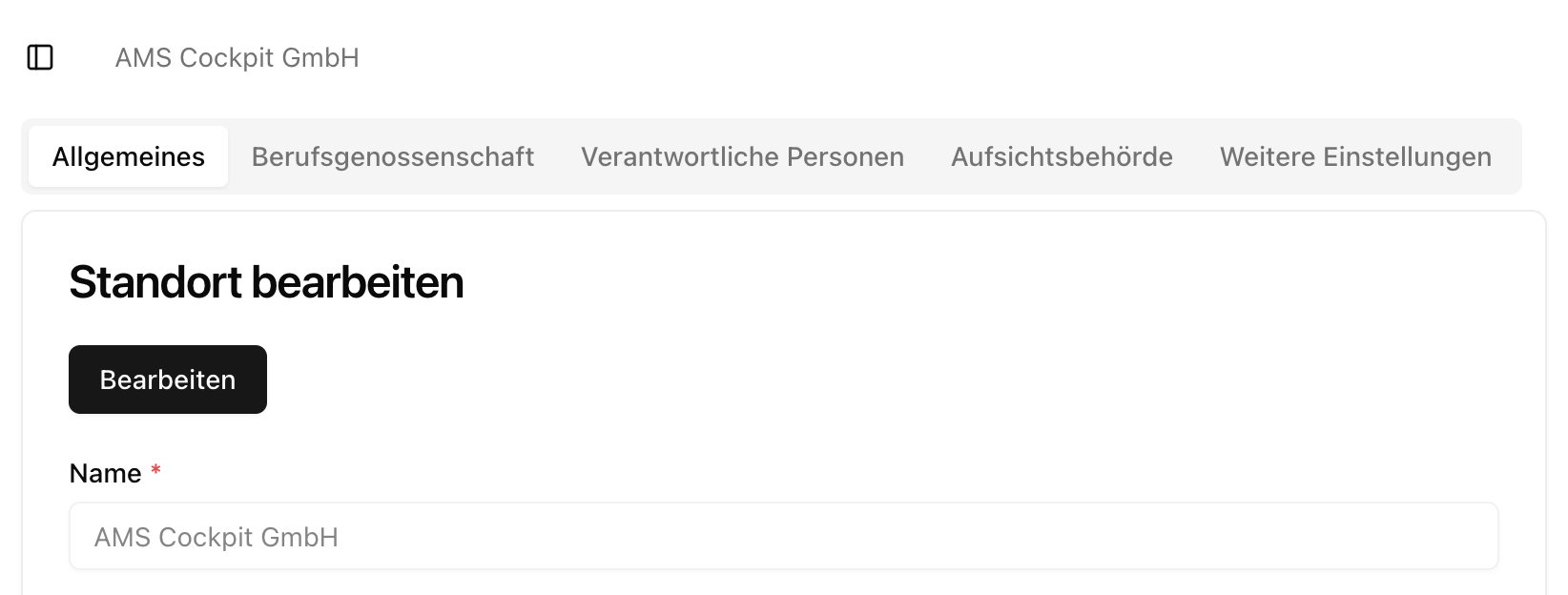 Standort Einstellungen