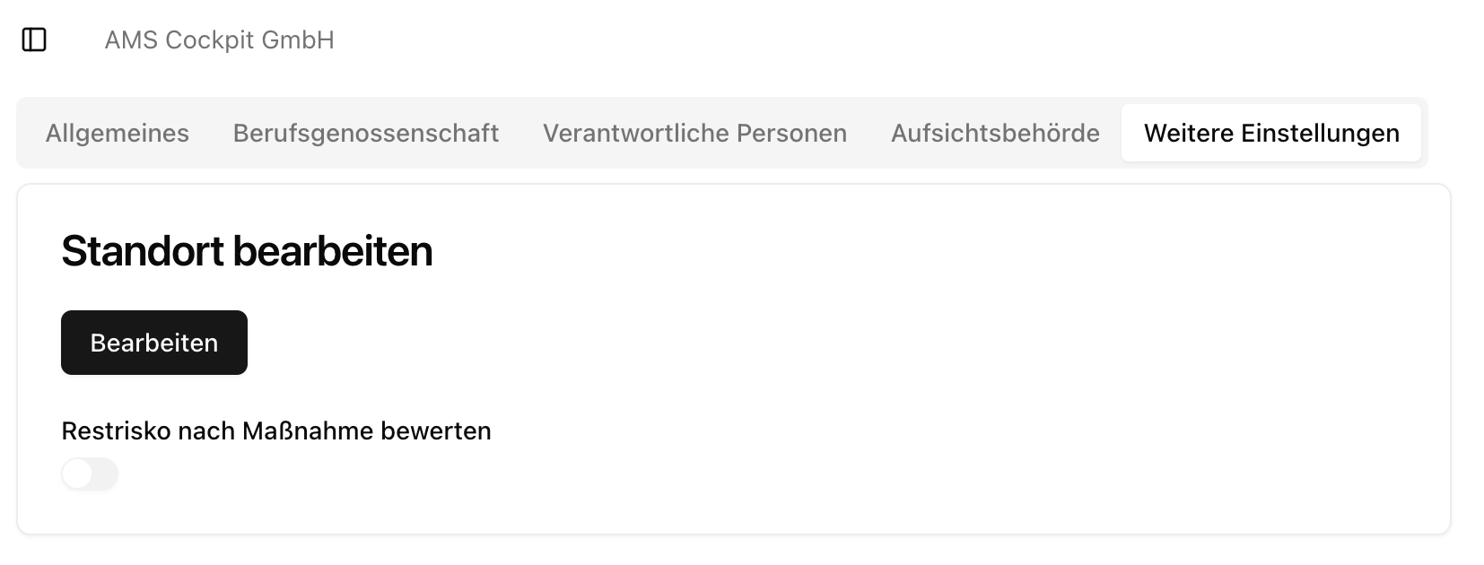 Standort Einstellungen